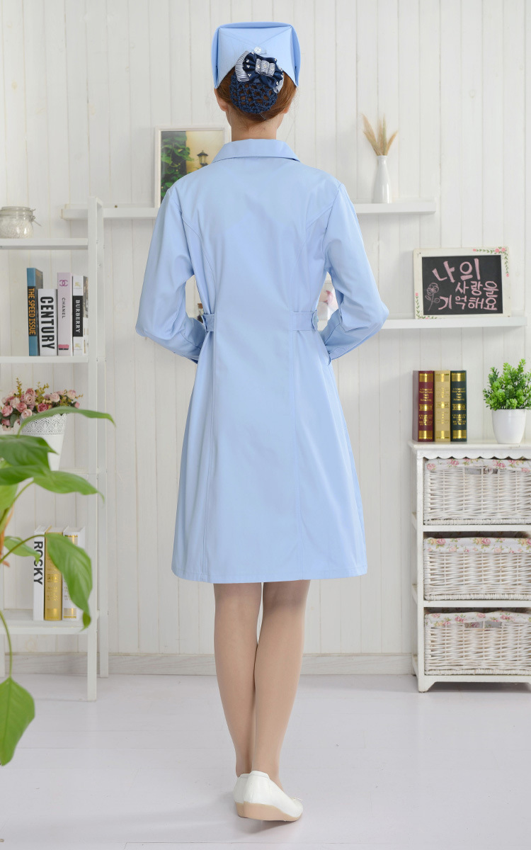 護(hù)士服 長袖護(hù)士服 藍(lán)se純棉護(hù)士服 大褂